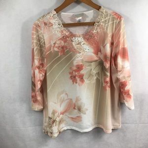 Alfred Dunner - Floral Blouse 3/4 sleeves. Size 1X